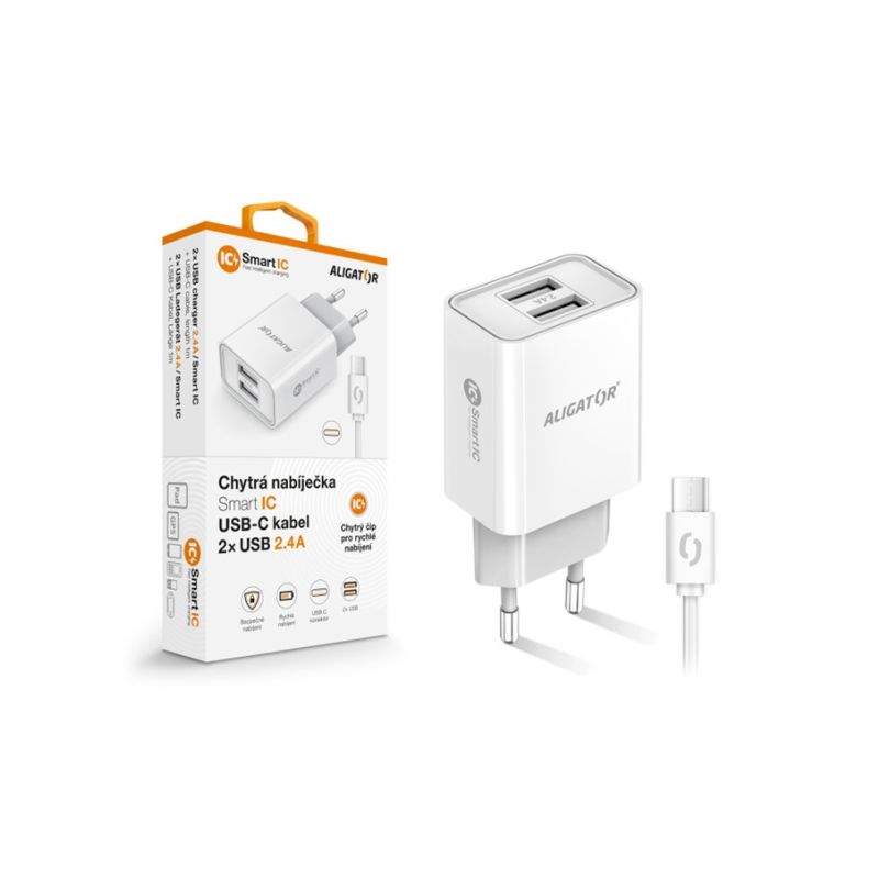 ALI CN 2,4A,2xUSB, USB-C, bílá CHA0043 - 1