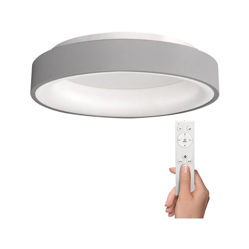 Solight LED stropní světlo kulaté Treviso, 48W, 2880lm, stmívatelné, dálkové ovládání, šedá - WO768-G - 1