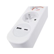 Solight prodlužovací přívod 5 zásuvek, USB A+C nabíječka 12W, 3m, 3 x 1mm2, bílý, vypínač - PP152USBC - 4