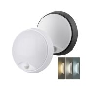 Solight LED venkovní osvětlení se senzorem a nastavitelnou CCT, 18W, 1800lm, 22cm, 2v1 - bílý a černý kryt - WO780-1 - 1